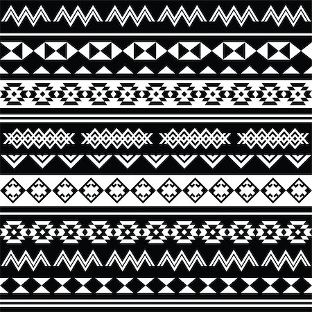 Vector seamless aztec ornament, ethnic background in black and white Stock Photo - Budget Royalty-Free & Subscription, Code: 400-07312595