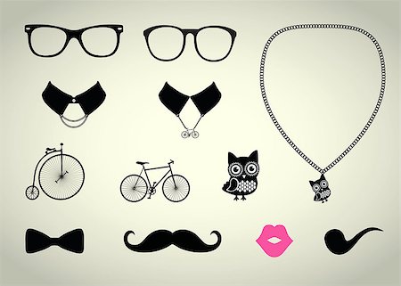 smile as mask for boy - Hipster Accessory Vector Set, Bicycle, Collar, Chain Stock Photo - Budget Royalty-Free & Subscription, Code: 400-07312673