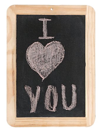 I Love You. Handwritten message on a chalkboard Fotografie stock - Microstock e Abbonamento, Codice: 400-07313047