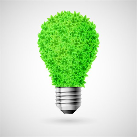 simsearch:400-07464142,k - Bulb made of green leaves as concept of eco energy source. Foto de stock - Super Valor sin royalties y Suscripción, Código: 400-07313266