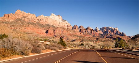 simsearch:400-04262308,k - Two Lane Road Highway Travels Desert Southwest Utah Landscape Stock Photo - Budget Royalty-Free & Subscription, Code: 400-07313618