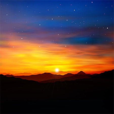 simsearch:400-07222923,k - abstract nature background with golden sunrise in mountains and stars Photographie de stock - Aubaine LD & Abonnement, Code: 400-07313655