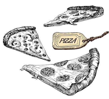 slices tomato sketch - llustration of pizza Foto de stock - Super Valor sin royalties y Suscripción, Código: 400-07313764