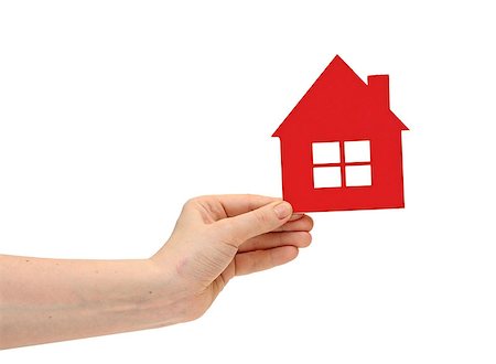 woman hand holding small red plastic house over white background Fotografie stock - Microstock e Abbonamento, Codice: 400-07313826