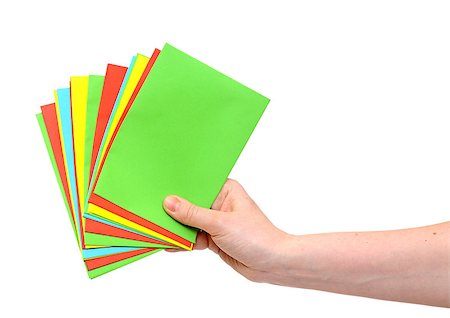 woman hand holding pile colorful envelopes isolated on white Fotografie stock - Microstock e Abbonamento, Codice: 400-07313828