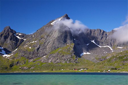 simsearch:400-07313859,k - Picturesque mountain peaks towering above fjord on Lofoten islands in Norway Foto de stock - Super Valor sin royalties y Suscripción, Código: 400-07313857