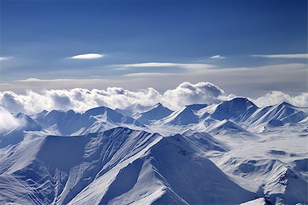 simsearch:400-07211845,k - Cloudy mountains at evening. Caucasus Mountains, Georgia, view from ski resort Gudauri. Stockbilder - Microstock & Abonnement, Bildnummer: 400-07324151