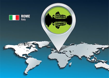 Map pin with Rome skyline - vector illustration Foto de stock - Super Valor sin royalties y Suscripción, Código: 400-07324268