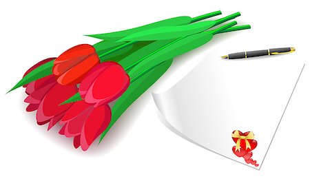 simsearch:400-08036453,k - Red tulips and love letter as a gift for Valentine's Day. Stock Photo - Budget Royalty-Free & Subscription, Code: 400-07324318