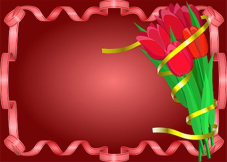 simsearch:400-08036453,k - Red tulips with yellow ribbon as a gift for Valentine's Day. Stock Photo - Budget Royalty-Free & Subscription, Code: 400-07324320