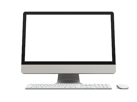 Modern desktop computer with white blank screen isolated on white background Foto de stock - Super Valor sin royalties y Suscripción, Código: 400-07324341