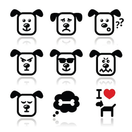 dog with ears - Vector icons set of cute dog charater expressing anger, happiness Foto de stock - Super Valor sin royalties y Suscripción, Código: 400-07324827