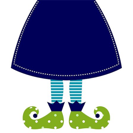 retro apron clipart - Christmas elf cartoon legs. Vector Illustration Stock Photo - Budget Royalty-Free & Subscription, Code: 400-07325022