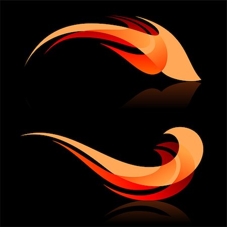 Abstract design elements in red and orange colors on black background Stock Photo - Budget Royalty-Free & Subscription, Code: 400-07325190