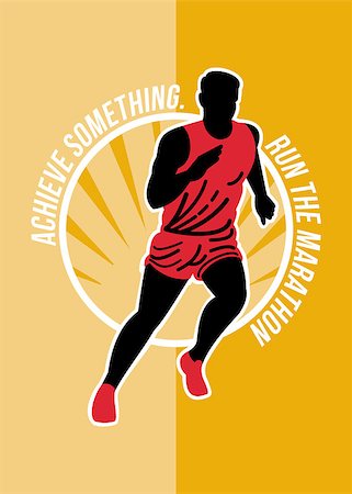 simsearch:400-08629212,k - Poster greeting card illustration showing a marathon runner running done in retro style with words Achieve something, Run the Marathon. Foto de stock - Super Valor sin royalties y Suscripción, Código: 400-07325262