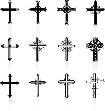 Original Vector Illustration: religious cross design collection Photographie de stock - Aubaine LD & Abonnement, Code: 400-07325368