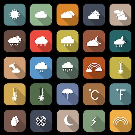 simsearch:400-07406394,k - Weather flat icons with long shadow, stock vector Foto de stock - Royalty-Free Super Valor e Assinatura, Número: 400-07325660