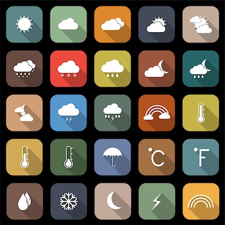 simsearch:400-07406394,k - Weather flat icons with long shadow, stock vector Foto de stock - Super Valor sin royalties y Suscripción, Código: 400-07325660