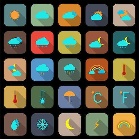 simsearch:400-07406394,k - Weather flat color icons with long shadow, stock vector Stockbilder - Microstock & Abonnement, Bildnummer: 400-07325678