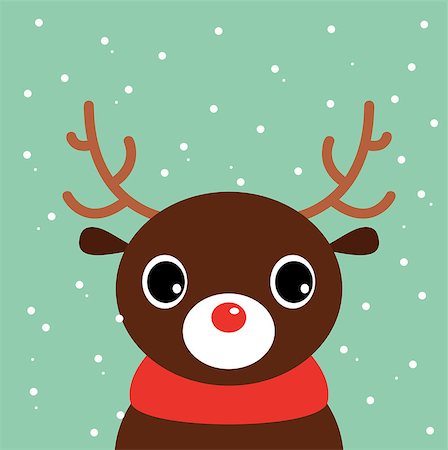 Beautiful cute xmas deer. Vector cartoon Illustration Stock Photo - Budget Royalty-Free & Subscription, Code: 400-07325842