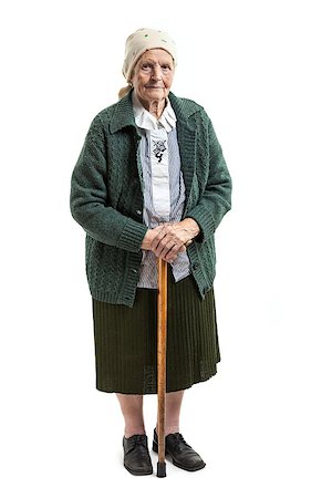 Old woman with a cane on a white background Stock Photo - Budget Royalty-Free & Subscription, Code: 400-07326177