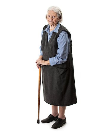 Old woman with a cane on a white background Stock Photo - Budget Royalty-Free & Subscription, Code: 400-07326194
