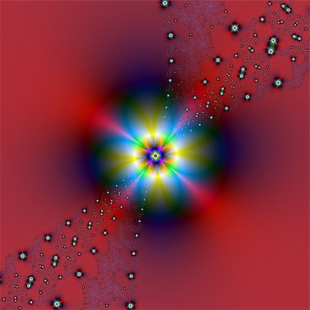 simsearch:400-06067180,k - Digital abstract fractal image with sprays of flowers design on a red background. Foto de stock - Super Valor sin royalties y Suscripción, Código: 400-07326278