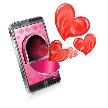 red heart vector - Love Letter Concept - Open Mailbox on Smartphone Screen with Hearts, vector icon isolated on white background Stock Photo - Budget Royalty-Free & Subscription, Code: 400-07326438