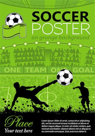 simsearch:400-08955612,k - Soccer Poster with Players and Fans on grunge background, vector illustration Stockbilder - Microstock & Abonnement, Bildnummer: 400-07326446