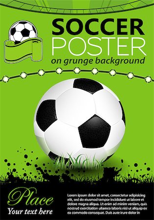 simsearch:400-08955612,k - Soccer Poster with Soccer Ball on grunge background, vector illustration Stockbilder - Microstock & Abonnement, Bildnummer: 400-07326450