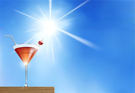 simsearch:400-07324083,k - Vector Summer Cocktail on Blue Sunny Background, Eps 10 Vector, Gradient Mesh and Transparency Used Stock Photo - Budget Royalty-Free & Subscription, Code: 400-07326681