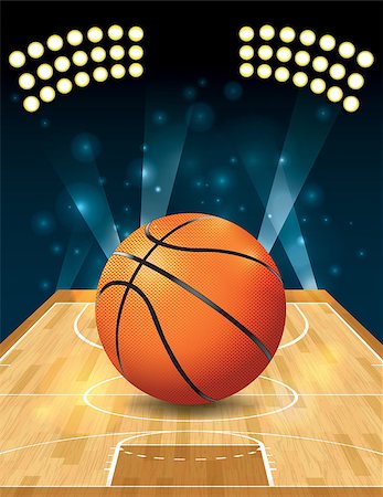 simsearch:694-03319860,k - An illustration of a basketball on a hardwood court. Vector EPS 10 available. EPS file contains transparencies and gradient mesh. EPS is layered. Photographie de stock - Aubaine LD & Abonnement, Code: 400-07326785