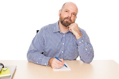 signing contract on computer - A handsome thinking man with a beard isolated on white background Stock Photo - Budget Royalty-Free & Subscription, Code: 400-07326909