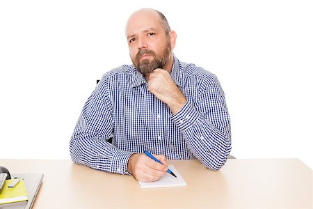 signing contract on computer - A handsome thinking man with a beard isolated on white background Stock Photo - Budget Royalty-Free & Subscription, Code: 400-07326910