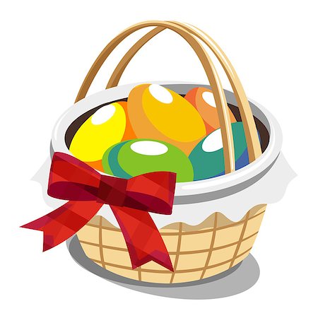 simsearch:400-07921731,k - a basket full of Easter eggs isolated on white background. Vector. Stock Photo - Budget Royalty-Free & Subscription, Code: 400-07326922