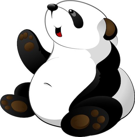 simsearch:400-04394273,k - Little panda cub sits. Isolated. Foto de stock - Royalty-Free Super Valor e Assinatura, Número: 400-07326942