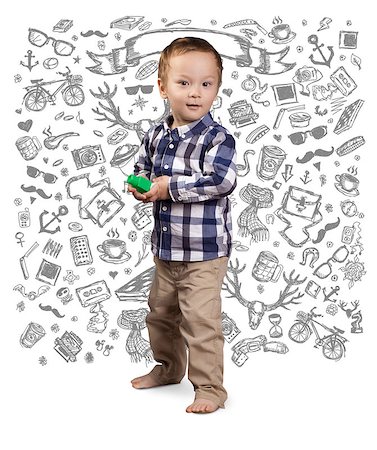 simsearch:400-08415463,k - Hipster baby boy with toys in his hands Stock Photo - Budget Royalty-Free & Subscription, Code: 400-07326965