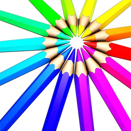high resolution 3D rendering of color pens concept Stock Photo - Budget Royalty-Free & Subscription, Code: 400-07327159