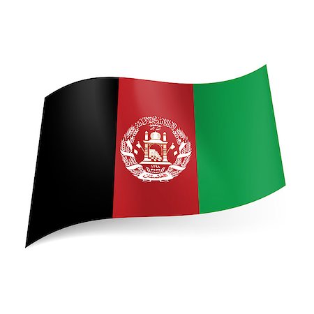 simsearch:400-05157469,k - National flag of Afghanistan: black, red and green vertical stripes with coat-of-arms on central band Foto de stock - Royalty-Free Super Valor e Assinatura, Número: 400-07327435
