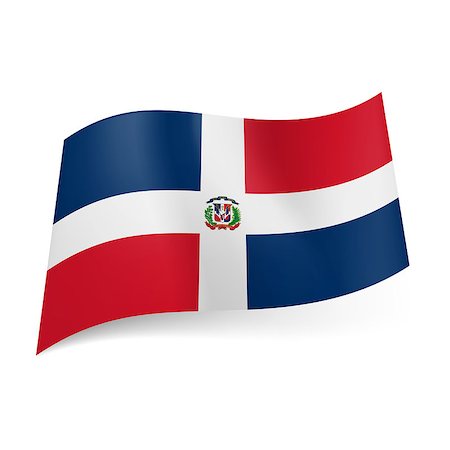 simsearch:400-06202298,k - National flag of Dominican Republic: white cross with coat-of-arms, four red and blue rectangles Photographie de stock - Aubaine LD & Abonnement, Code: 400-07327441