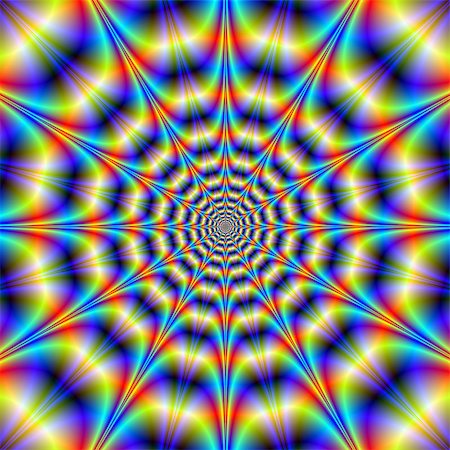simsearch:400-06067180,k - Digital abstract fractal image with a psychedelic circular design in yellow blue and red. Foto de stock - Super Valor sin royalties y Suscripción, Código: 400-07327478