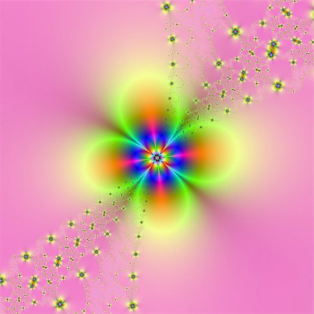 simsearch:400-06067180,k - Digital abstract fractal image with sprays of flowers design on a pink background. Foto de stock - Super Valor sin royalties y Suscripción, Código: 400-07327479
