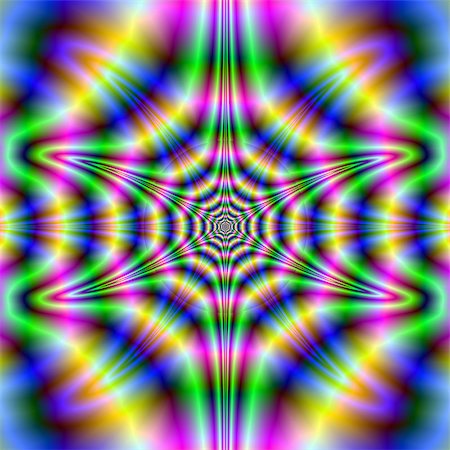 simsearch:400-06067180,k - Digital fractal image with a an psychedelic abstract neon patterned design in yellow, pink, green and blue. Foto de stock - Super Valor sin royalties y Suscripción, Código: 400-07327480