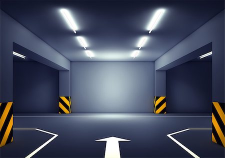 parking lot perspective not aisle - 3d rendering of a garage background Stock Photo - Budget Royalty-Free & Subscription, Code: 400-07327739