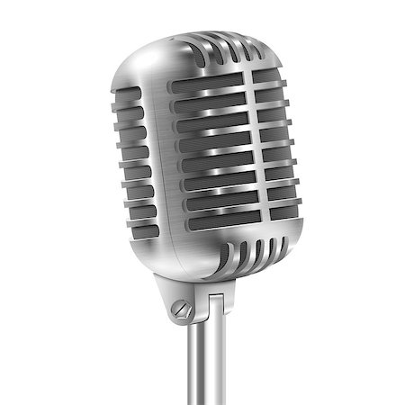 Isolated On White Metallic Retro Microphone. Vector Illustration. Stock Photo - Budget Royalty-Free & Subscription, Code: 400-07327986