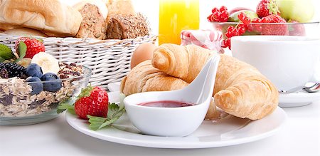 traditional french breakfast croissant isolated on white background Photographie de stock - Aubaine LD & Abonnement, Code: 400-07328575