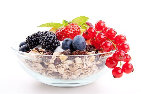 simsearch:400-04891088,k - deliscious healthy breakfast with flakes and fruits isolated on white background Stock Photo - Budget Royalty-Free & Subscription, Code: 400-07328584