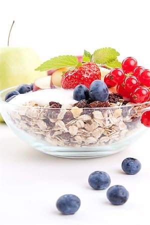 simsearch:400-04891088,k - deliscious healthy breakfast with flakes and fruits isolated on white background Stock Photo - Budget Royalty-Free & Subscription, Code: 400-07328586