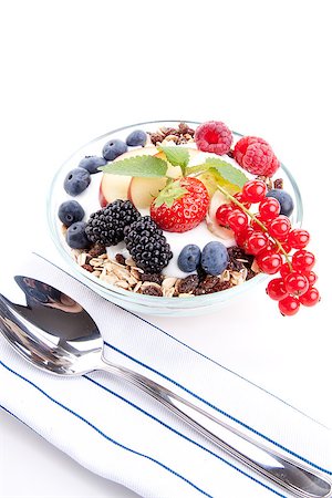 simsearch:400-04891088,k - deliscious healthy breakfast with flakes and fruits isolated on white background Stock Photo - Budget Royalty-Free & Subscription, Code: 400-07328583