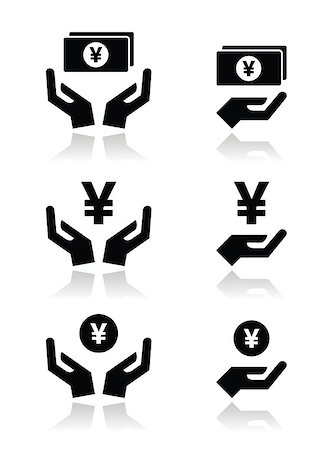 Hands holding money - yen symbols icons set isolated on white Stockbilder - Microstock & Abonnement, Bildnummer: 400-07328682